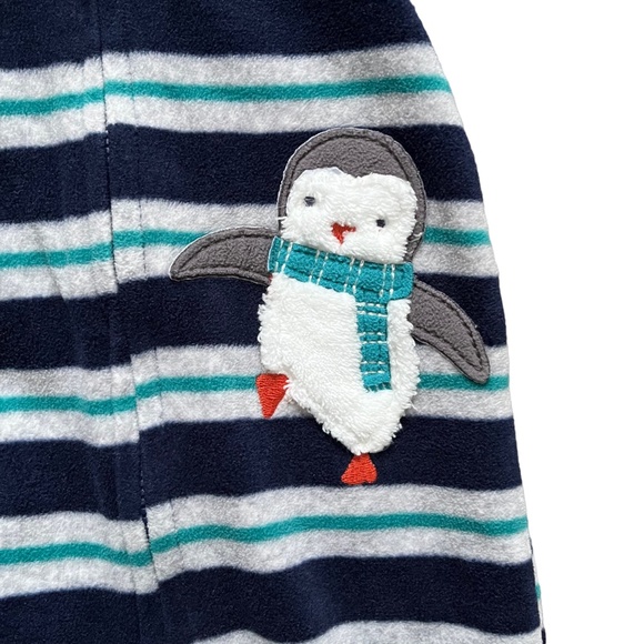 Carter's Child of Mine Blue Striped Hooded Fleece Jumpsuit, Size 3 Months - Picture 2 of 4